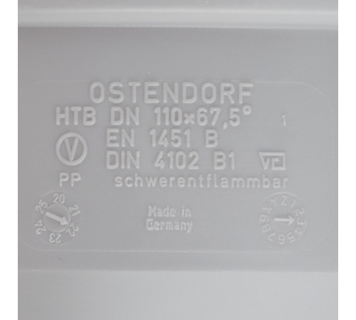 Отвод Ostendorf НТВ d110 мм 67° пластиковый для внутренней канализации (115130) Отвод Ostendorf НТВ d110 мм 67° пластиковый для внутренней канализации (115130)