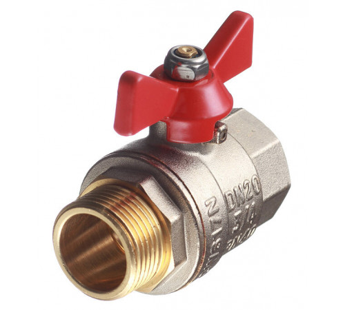 Кран шаровой латунный Valtec Base 3/4 ВР(г) х 3/4 НР(ш) бабочка прямой (VT.218.N.05)