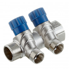 Коллектор Valtec 3/4 ВР(г) х 2 выхода 1/2 НР(ш) х 3/4 НР(ш) регулируемый (VTc.560.N.0502)