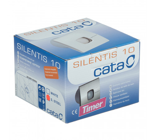 Вентилятор осевой Cata Silentis 10 Inox T с таймером d100 мм серебро Вентилятор осевой Cata Silentis 10 Inox T с таймером d100 мм серебро