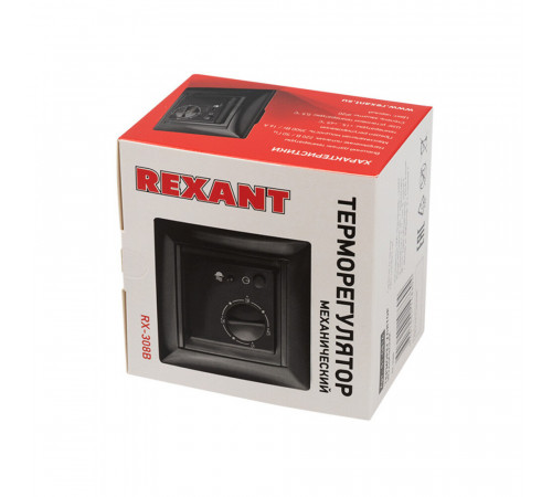 Терморегулятор механический для теплого пола Rexant RX-308B черный Терморегулятор механический для теплого пола Rexant RX-308B черный