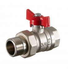 Кран шаровой латунный Valtec 3/4 ВР(г) х 3/4 НР(ш) полнопроходной бабочка с полусгоном прямой (VT.127.N.05)