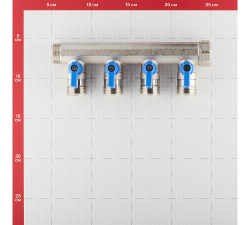 Коллектор Henco 3/4 ВР(г) х 4 выхода 3/4 НР(ш) ЕК х 3/4 НР(ш) с шаровыми кранами (VB050504-BLAUW) Коллектор Henco 3/4 ВР(г) х 4 выхода 3/4 НР(ш) ЕК х 3/4 НР(ш) с шаровыми кранами (VB050504-BLAUW)