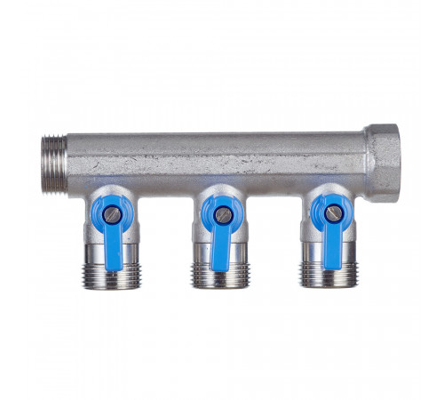 Коллектор Henco 3/4 ВР(г) х 3 выхода 3/4 НР(ш) ЕК х 3/4 НР(ш) с шаровыми кранами (VB050503-BLAUW) Коллектор Henco 3/4 ВР(г) х 3 выхода 3/4 НР(ш) ЕК х 3/4 НР(ш) с шаровыми кранами (VB050503-BLAUW)