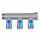 Коллектор Henco 3/4 ВР(г) х 3 выхода 3/4 НР(ш) ЕК х 3/4 НР(ш) с шаровыми кранами (VB050503-BLAUW)