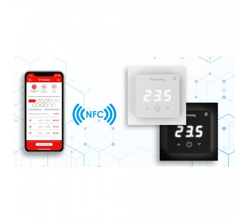 Терморегулятор электронный сенсорный для теплого пола Thermoreg TI-700 NFC белый с поддержкой NFC Терморегулятор электронный сенсорный для теплого пола Thermoreg TI-700 NFC белый с поддержкой NFC