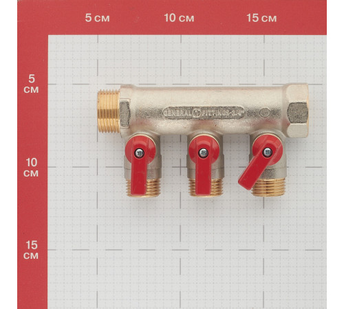 Коллектор Stout 3/4 ВР(г) х 3 выхода 1/2 НР(ш) х 3/4 НР(ш) с шаровыми кранами (SMB 6210 341203) Коллектор Stout 3/4 ВР(г) х 3 выхода 1/2 НР(ш) х 3/4 НР(ш) с шаровыми кранами (SMB 6210 341203)