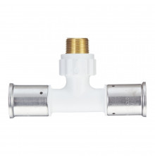Тройник Henco (14PKW-320532) 32(пресс) х 3/4 НР(ш) х 32(пресс) белый PVDF