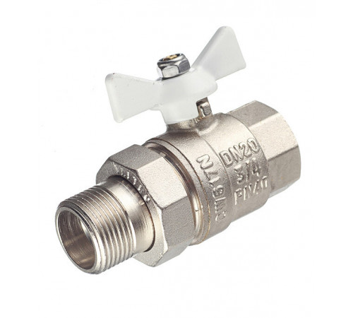 Кран шаровой латунный Valtec Base 3/4 ВР(г) х 3/4 НР(ш) бабочка с полусгоном прямой (VT.227.NW.05) Кран шаровой латунный Valtec Base 3/4 ВР(г) х 3/4 НР(ш) бабочка с полусгоном прямой (VT.227.NW.05)