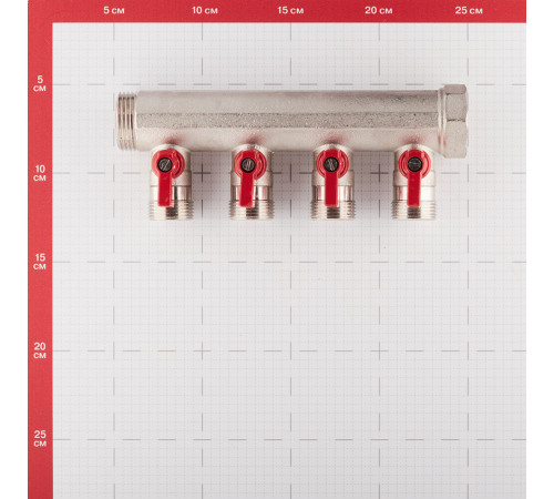 Коллектор Henco 1 ВР(г) х 4 выхода 3/4 НР(ш) ЕК х 1 НР(ш) с шаровыми кранами (VB060504-ROOD) Коллектор Henco 1 ВР(г) х 4 выхода 3/4 НР(ш) ЕК х 1 НР(ш) с шаровыми кранами (VB060504-ROOD)