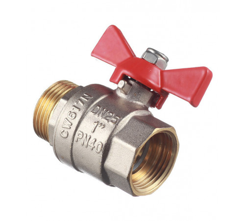 Кран шаровой латунный Valtec Base 1 ВР(г) х 1 НР(ш) бабочка прямой (VT.218.N.06) Кран шаровой латунный Valtec Base 1 ВР(г) х 1 НР(ш) бабочка прямой (VT.218.N.06)
