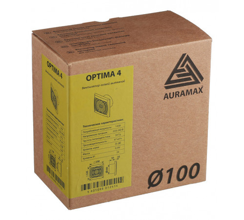 Вентилятор осевой Auramax Optima 150х150 мм d100 мм белый Вентилятор осевой Auramax Optima 150х150 мм d100 мм белый