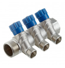 Коллектор Valtec 1 ВР(г) х 3 выхода 1/2 НР(ш) х 1 НР(ш) регулируемый (VTc.560.N.0603)
