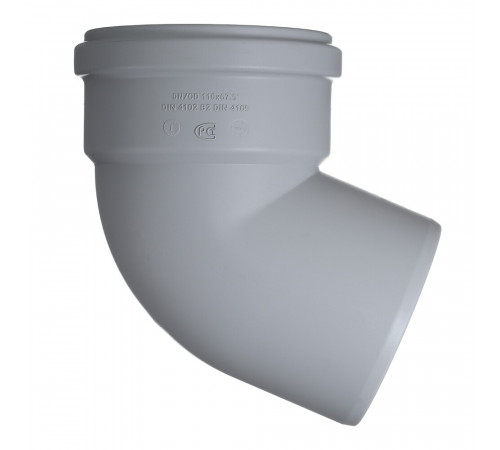 Отвод Pro Aqua Stilte Plus d110 мм 67° пластиковый шумопоглощающий для внутренней канализации Отвод Pro Aqua Stilte Plus d110 мм 67° пластиковый шумопоглощающий для внутренней канализации