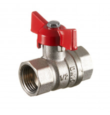 Кран шаровой латунный Valtec 1/2 ВР(г) х 1/2 ВР(г) полнопроходной бабочка прямой (VT.122.N.04)