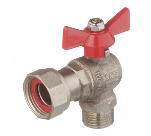 Кран шаровой латунный Valtec Base 3/4 ВР(г) х 1/2 НР(ш) бабочка с накидной гайкой угловой (VT.267.N.0405) Кран шаровой латунный Valtec Base 3/4 ВР(г) х 1/2 НР(ш) бабочка с накидной гайкой угловой (VT.267.N.0405)