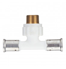 Тройник Henco (14PKW-200520) 20(пресс) х 3/4 НР(ш) х 20(пресс) белый PVDF