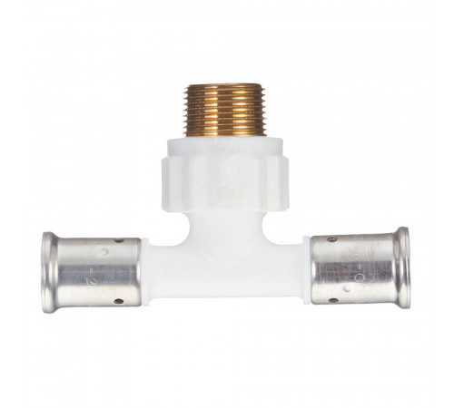 Тройник Henco (14PKW-200520) 20(пресс) х 3/4 НР(ш) х 20(пресс) белый PVDF