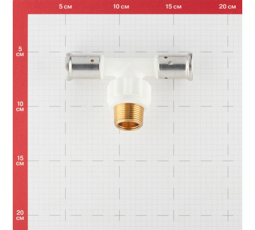 Тройник Henco (14PKW-200520) 20(пресс) х 3/4 НР(ш) х 20(пресс) белый PVDF