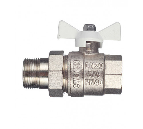 Кран шаровой латунный Valtec Base 3/4 ВР(г) х 3/4 НР(ш) бабочка с полусгоном прямой (VT.227.NW.05) Кран шаровой латунный Valtec Base 3/4 ВР(г) х 3/4 НР(ш) бабочка с полусгоном прямой (VT.227.NW.05)