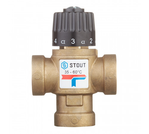 Клапан термостатический Stout подмешивающий 3/4 ВР(г) для отопления и ГВС 35-60 °С KVs 1,6 (SVM-0110-166020) Клапан термостатический Stout подмешивающий 3/4 ВР(г) для отопления и ГВС 35-60 °С KVs 1,6 (SVM-0110-166020)