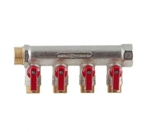 Коллектор Stout 3/4 ВР(г) х 4 выхода 1/2 НР(ш) х 3/4 НР(ш) с шаровыми кранами (SMB 6210 341204) Коллектор Stout 3/4 ВР(г) х 4 выхода 1/2 НР(ш) х 3/4 НР(ш) с шаровыми кранами (SMB 6210 341204)