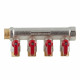 Коллектор Stout 3/4 ВР(г) х 4 выхода 1/2 НР(ш) х 3/4 НР(ш) с шаровыми кранами (SMB 6210 341204)