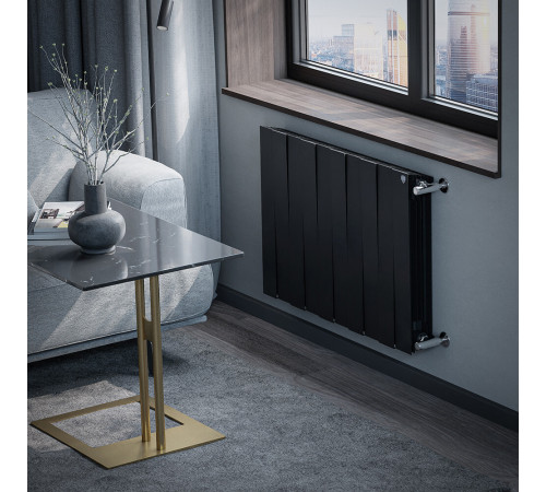 Радиатор биметаллический Royal Thermo Piano Forte 500 мм 10 секций 1' боковое подключение 591х800 мм черный Радиатор биметаллический Royal Thermo Piano Forte 500 мм 10 секций 1' боковое подключение 591х800 мм черный