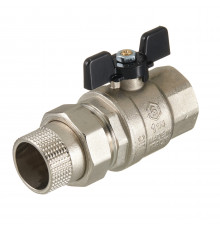 Кран шаровой латунный Stout SVB 1 1/4 ВР(г) х 1 1/4 НР(ш) полнопроходной бабочка со сгоном прямой (SVB-0007-200032)