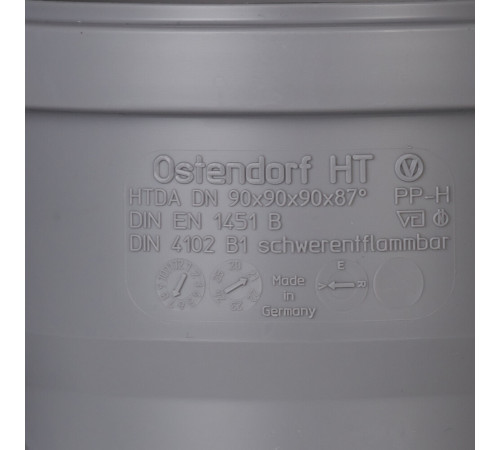 Крестовина Ostendorf HTDA d90х90х90 мм 87° пластиковая для внутренней канализации (114900) Крестовина Ostendorf HTDA d90х90х90 мм 87° пластиковая для внутренней канализации (114900)
