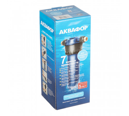 Корпус фильтра Аквафор для холодной воды пластик 10SL 3/4 НР(ш) х 3/4 НР(ш) синий Корпус фильтра Аквафор для холодной воды пластик 10SL 3/4 НР(ш) х 3/4 НР(ш) синий