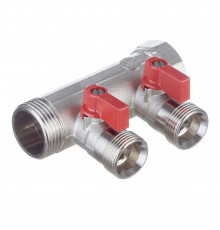 Коллектор Henco 1 ВР(г) х 2 выхода 3/4 НР(ш) ЕК х 1 НР(ш) с шаровыми кранами (VB060502-ROOD)