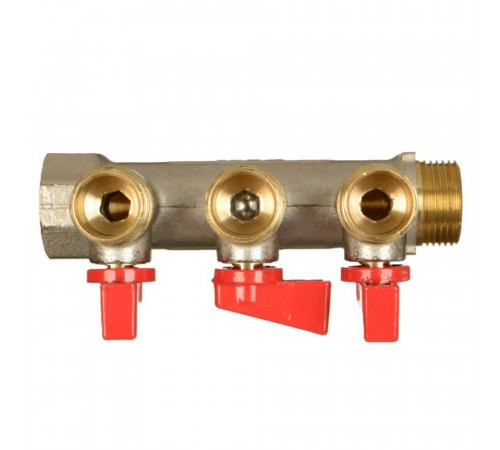 Коллектор Terma 3/4 ВР(г) х 3 выхода 1/2 НР(ш) х 3/4 НР(ш) с шаровыми кранами (41232) Коллектор Terma 3/4 ВР(г) х 3 выхода 1/2 НР(ш) х 3/4 НР(ш) с шаровыми кранами (41232)
