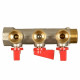 Коллектор Terma 3/4 ВР(г) х 3 выхода 1/2 НР(ш) х 3/4 НР(ш) с шаровыми кранами (41232)