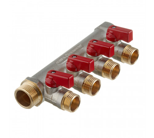 Коллектор Stout 3/4 ВР(г) х 4 выхода 1/2 НР(ш) х 3/4 НР(ш) с шаровыми кранами (SMB 6210 341204) Коллектор Stout 3/4 ВР(г) х 4 выхода 1/2 НР(ш) х 3/4 НР(ш) с шаровыми кранами (SMB 6210 341204)