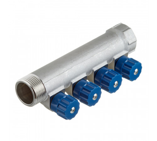 Коллектор Valtec 1 ВР(г) х 4 выхода 1/2 НР(ш) х 1 НР(ш) регулируемый (VTc.560.N.0604)