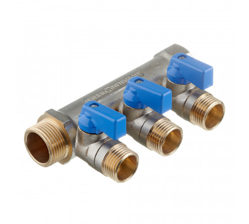Коллектор Stout 3/4 ВР(г) х 3 выхода 1/2 НР(ш) х 3/4 НР(ш) с шаровыми кранами (SMB 6211 341203) Коллектор Stout 3/4 ВР(г) х 3 выхода 1/2 НР(ш) х 3/4 НР(ш) с шаровыми кранами (SMB 6211 341203)