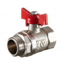 Кран шаровой латунный Valtec 3/4 ВР(г) х 3/4 НР(ш) полнопроходной бабочка прямой (VT.123.N.05)