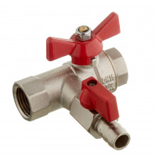 Кран шаровой латунный Valtec 1/2 ВР(г) х 1/2 ВР(г) проходной бабочка с обратным клапаном (VT.248.N.04)