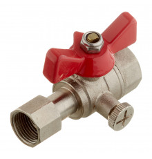 Кран шаровой латунный Valtec 1/2 ВР(г) х 3/8 ВР(г) для подключения манометра проходной бабочка прямой (VT.807.N.0403)