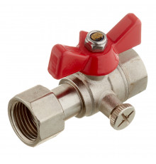 Кран шаровой латунный Valtec 1/2 ВР(г) х 1/2 ВР(г) для подключения манометра проходной бабочка прямой (VT.807.N.0404)
