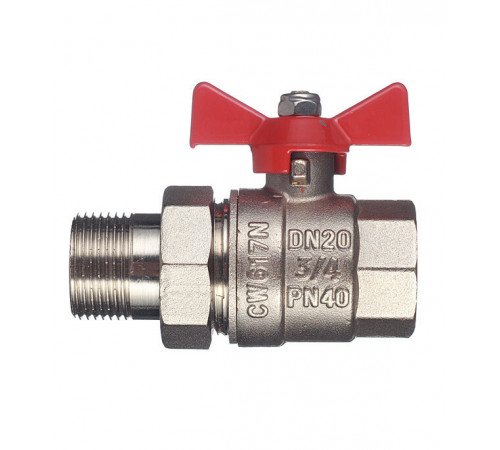 Кран шаровой латунный Valtec Base 3/4 ВР(г) х 3/4 НР(ш) бабочка с полусгоном прямой (VT.227.N.05) Кран шаровой латунный Valtec Base 3/4 ВР(г) х 3/4 НР(ш) бабочка с полусгоном прямой (VT.227.N.05)