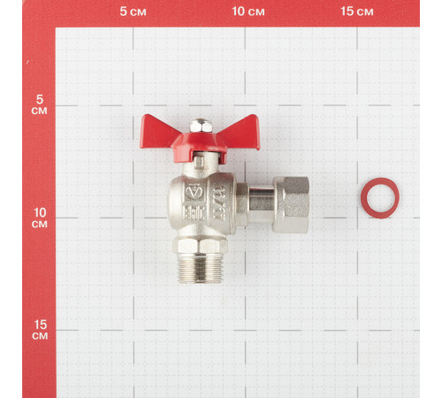 Кран шаровой латунный Valtec Base 1/2 ВР(г) х 1/2 НР(ш) бабочка с накидной гайкой угловой (VT.267.N.0404) Кран шаровой латунный Valtec Base 1/2 ВР(г) х 1/2 НР(ш) бабочка с накидной гайкой угловой (VT.267.N.0404)