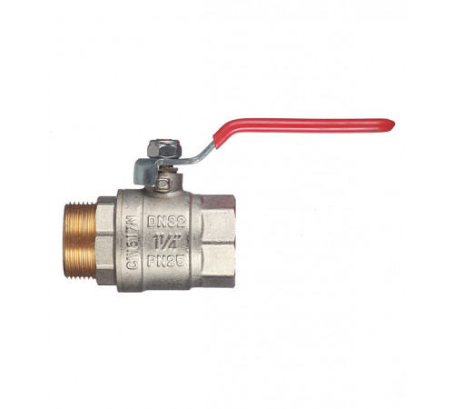 Кран шаровой латунный Valtec Base 1 1/4 ВР(г) х 1 1/4 НР(ш) ручка прямой (VT.215.N.07)