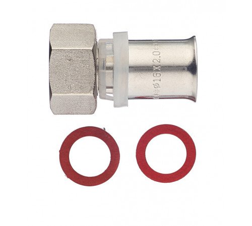 Соединитель прямой Valtec (VTm.222.N.001604) с накидной гайкой 16(пресс) х 1/2 ВР(г)