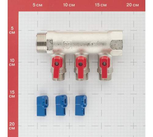 Коллектор Valtec 1 ВР(г) х 3 выхода 1/2 НР(ш) х 1 НР(ш) с шаровыми кранами (VTc.580.N.0603) Коллектор Valtec 1 ВР(г) х 3 выхода 1/2 НР(ш) х 1 НР(ш) с шаровыми кранами (VTc.580.N.0603)