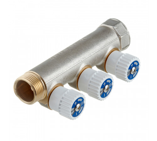 Коллектор Stout 3/4 ВР(г) х 3 выхода 1/2 НР(ш) х 3/4 НР(ш) регулируемый (SMB 6851 341203) Коллектор Stout 3/4 ВР(г) х 3 выхода 1/2 НР(ш) х 3/4 НР(ш) регулируемый (SMB 6851 341203)