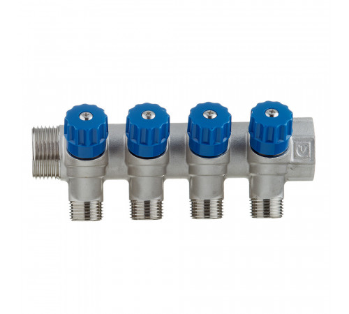 Коллектор Valtec 1 ВР(г) х 4 выхода 1/2 НР(ш) х 1 НР(ш) регулируемый (VTc.560.N.0604)