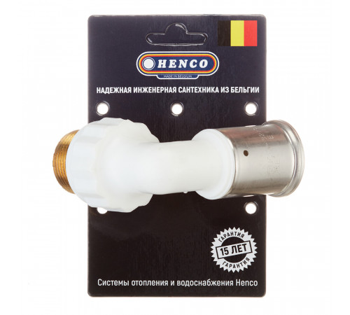 Угол Henco (5PKW-3206) 32(пресс) х 1 НР(ш) белый PVDF