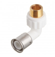 Угол Henco (5PKW-2605) 26(пресс) х 3/4 НР(ш) PVDF белый